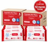 Essentiva Flushable Wet Wipes Outlet, 2 cartons with 6 packs each, 12 packs total