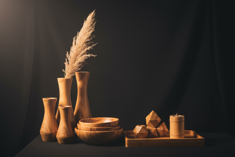 bamboo based decor products, dark overlay no texts.